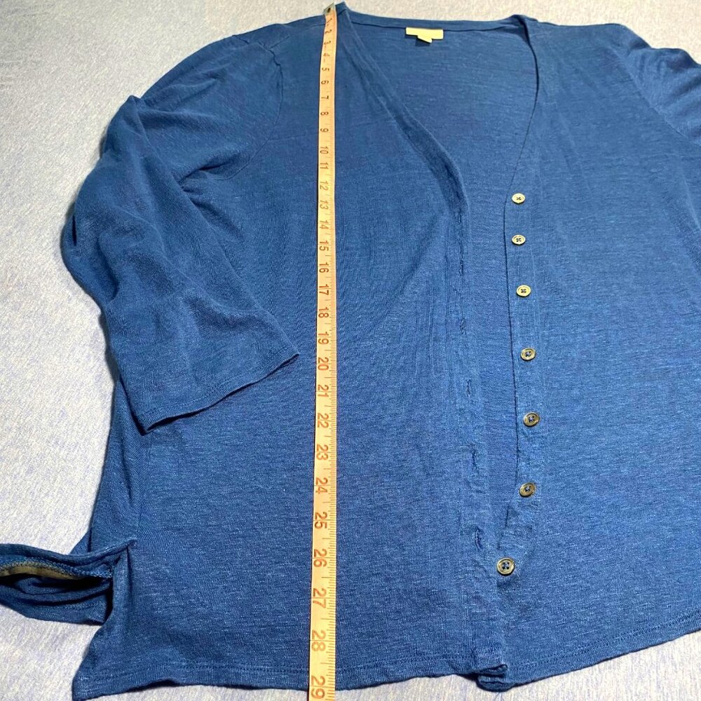 J. Jill Love Linen Women's Open Front Cardigan Sweater XL Blue - Picture 4 of 6